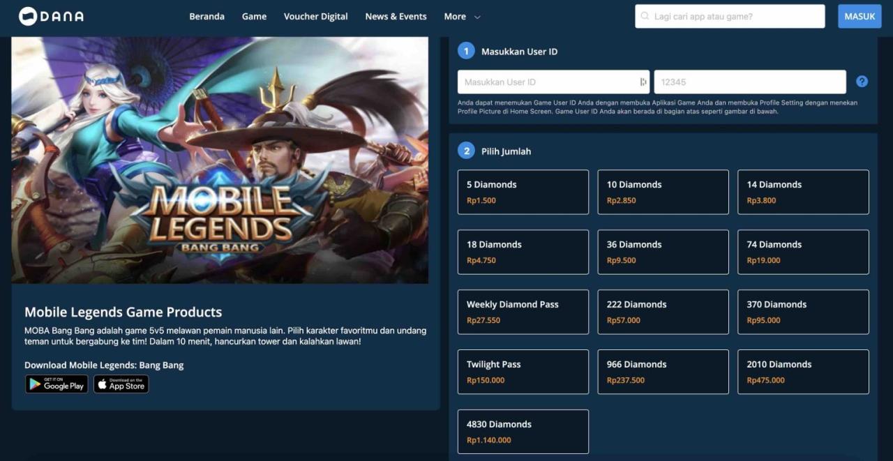 Esportsku Dana games top up ml